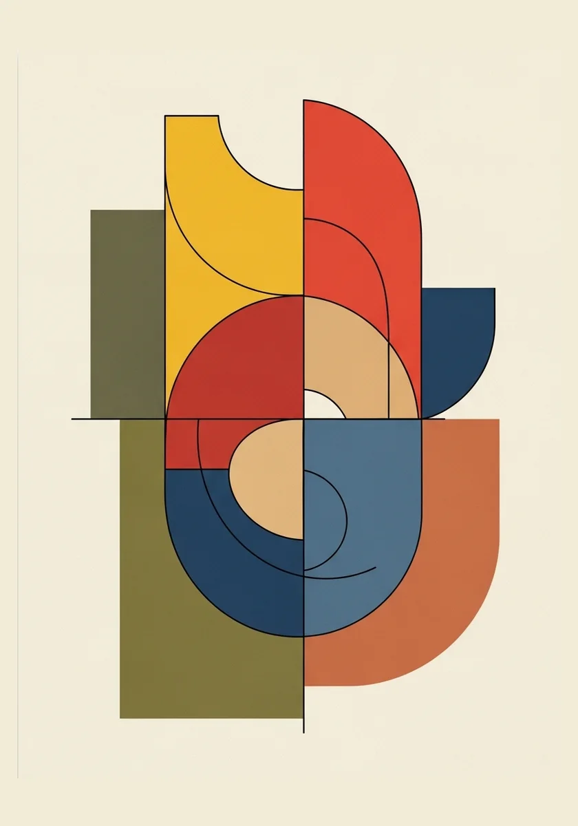 Bauhaus Curves Abstract Wall Art Print (300 DPI)