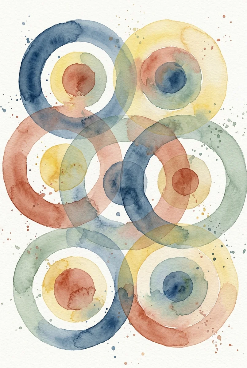 Bauhaus Geometric Circles Abstract Wall Art Print (300 DPI)
