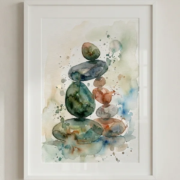 Earthy Balance Stones Abstract Wall Art Print (300 DPI)