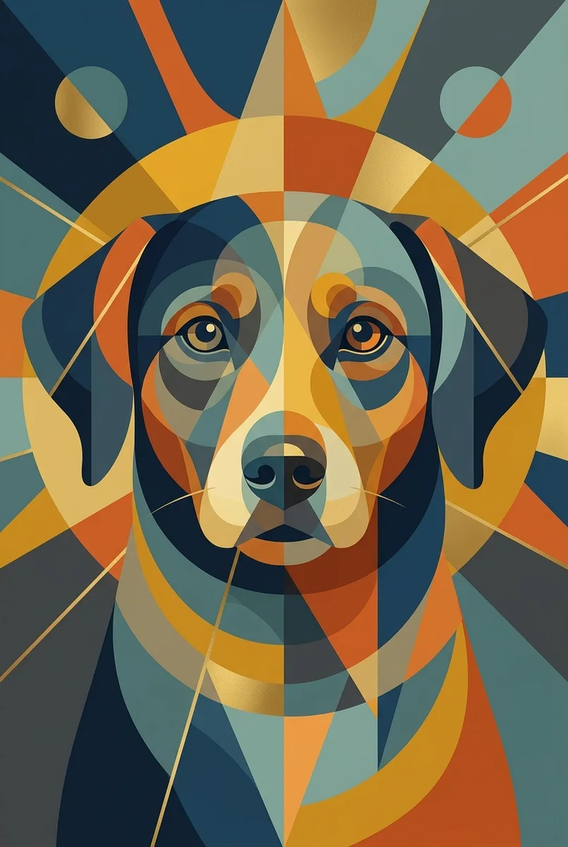 Mid-Century Geometric Sun Abstract Wall Art Print (300 DPI)