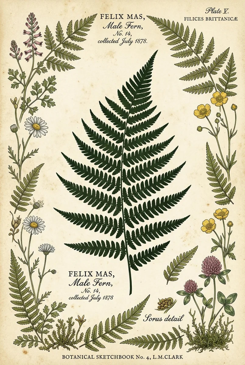 Fern Frond Silhouette Botanical Wall Art Print (300 DPI)
