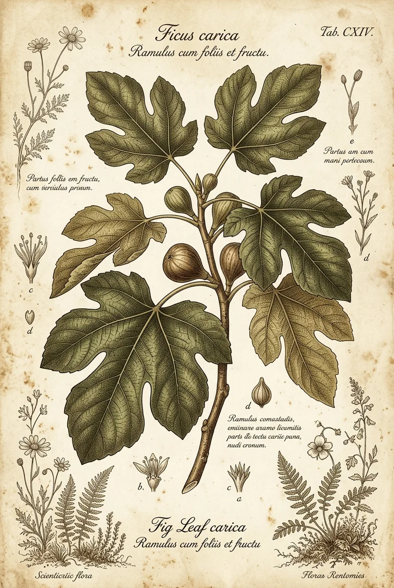 Fig Leaf Branch Botanical Wall Art Print (300 DPI)