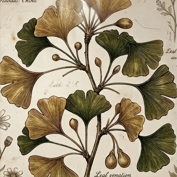Ginkgo Biloba Gold Botanical Wall Art Print (300 DPI)