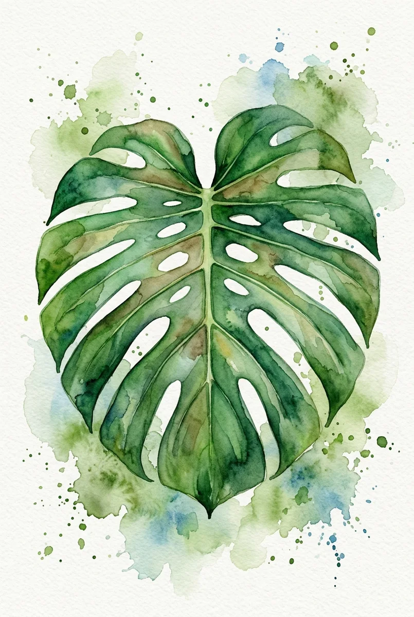 Monstera Deliciosa Botanical Wall Art Print (300 DPI)