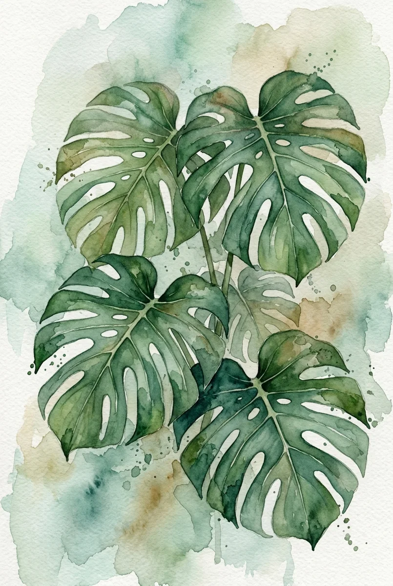 Monstera Leaf Botanical Wall Art Print (300 DPI)