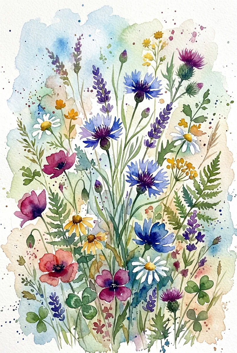 Wildflower Botanical Botanical Wall Art Print (300 DPI)