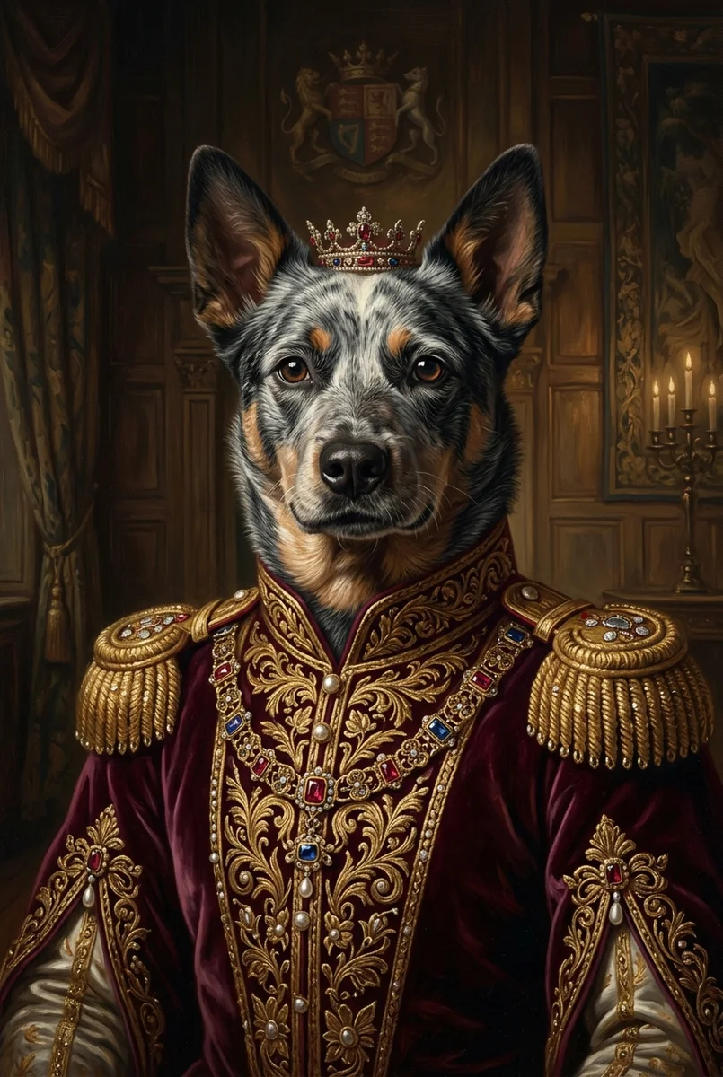 Custom Australian Cattle Dog Portrait - Royal Style (Digital File)