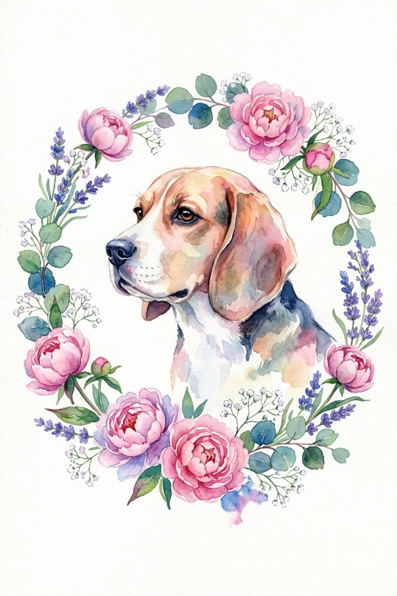 Custom Beagle Portrait - Memorial Style (Digital File)