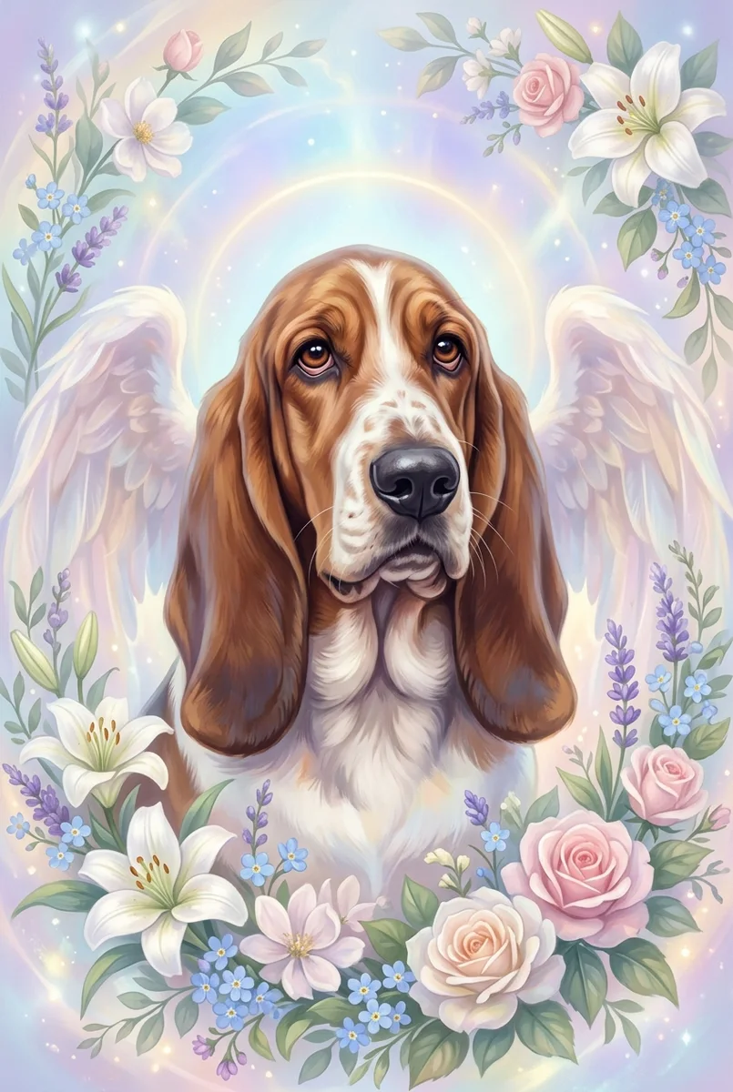 Custom Basset Hound Portrait - Memorial Style (Digital File)