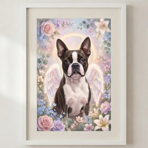 Custom Boston Terrier Portrait - Memorial Style (Digital File)