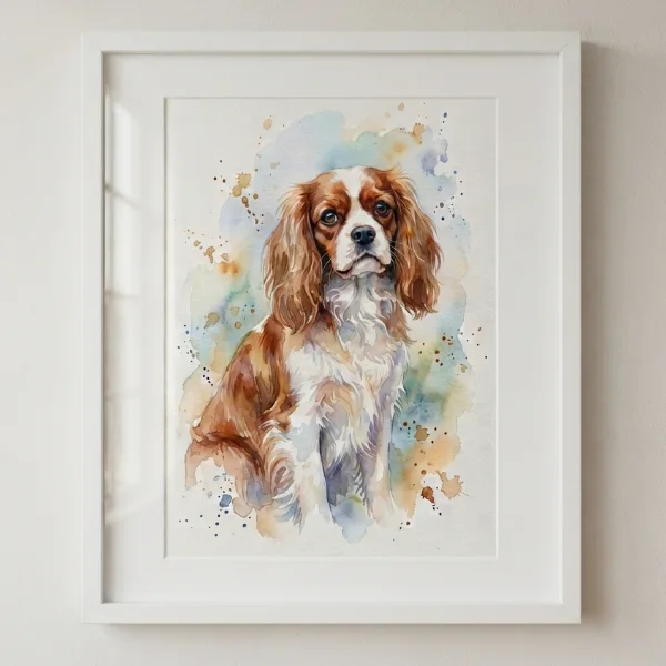 Custom Cavalier King Charles Portrait - Watercolor Style (Digital File)