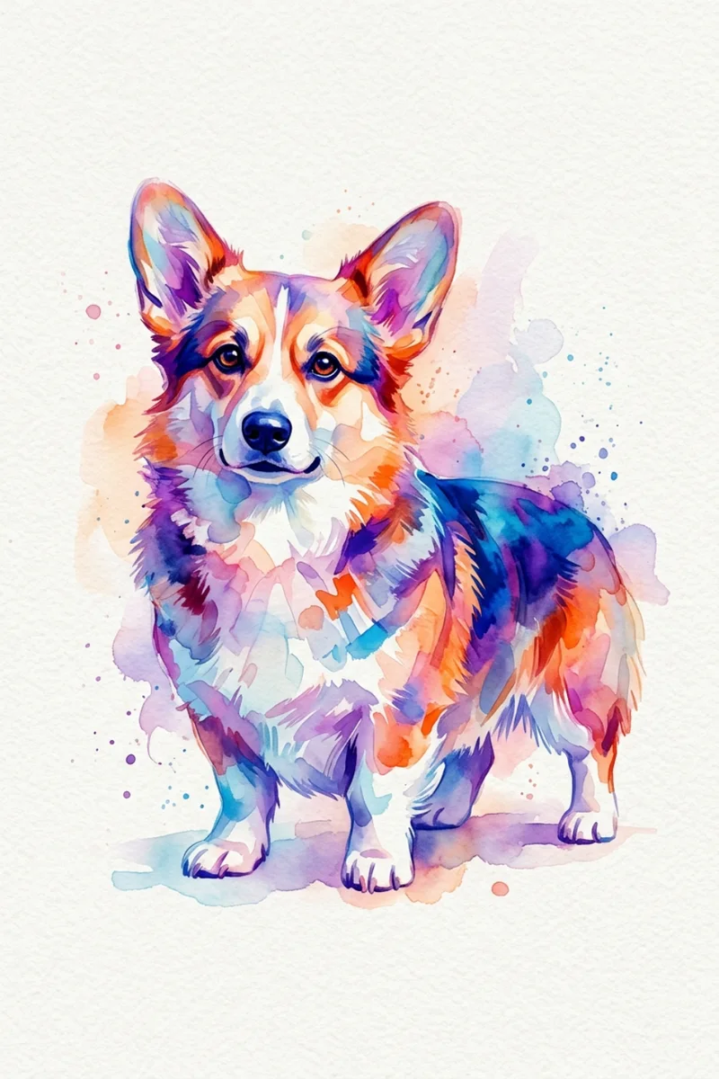 Custom Corgi Portrait - Watercolor Style (Digital File)