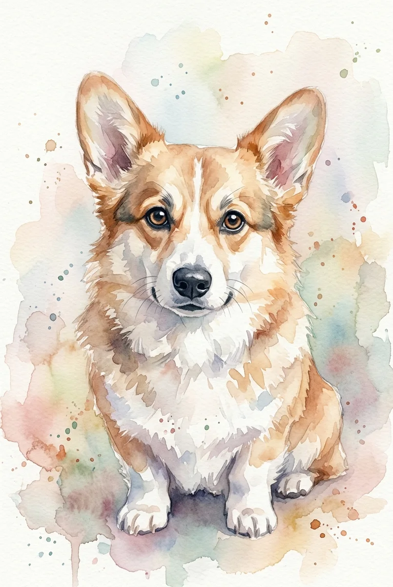 Custom Corgi Portrait - Watercolor Style (Digital File)