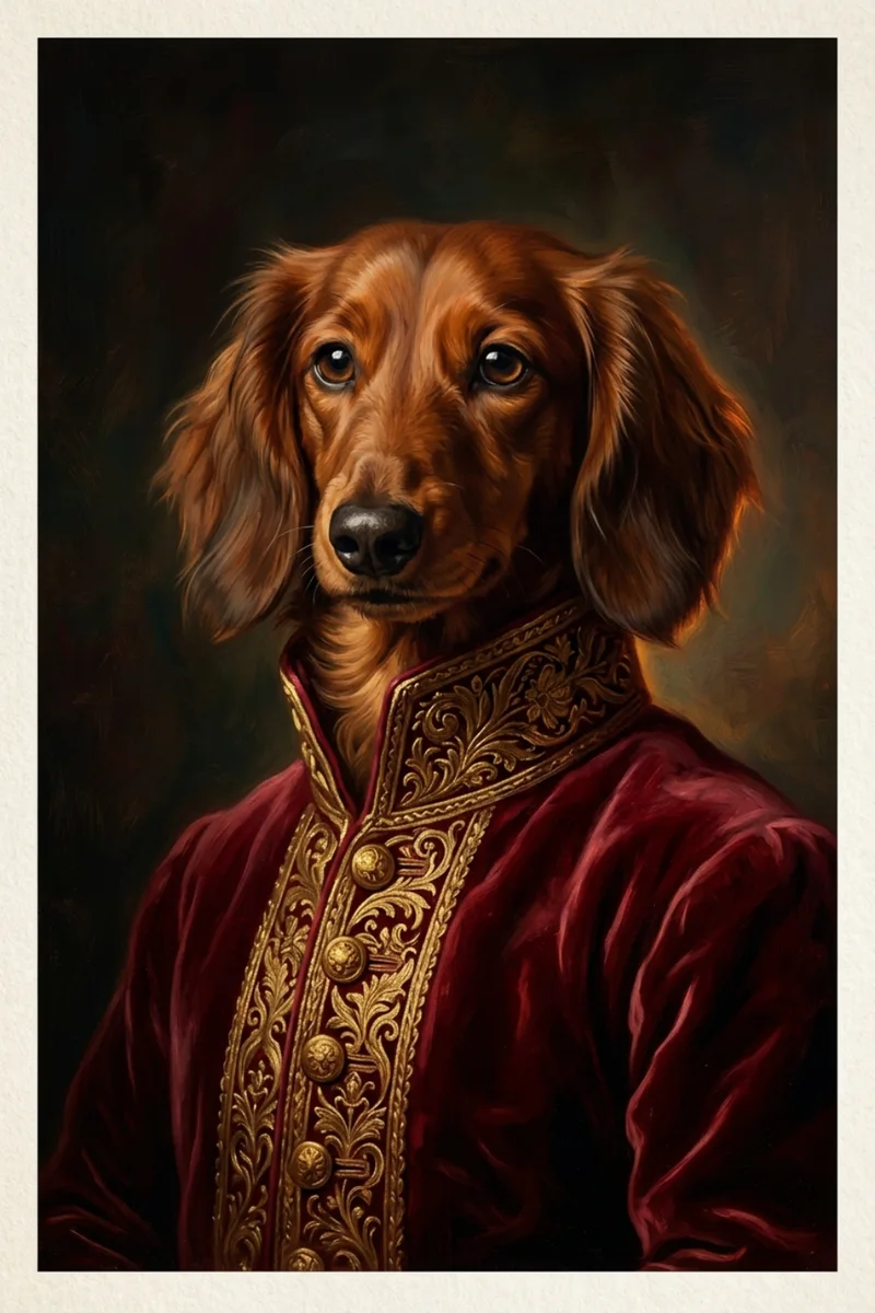 Custom Dachshund Portrait - Royal Style (Digital File)
