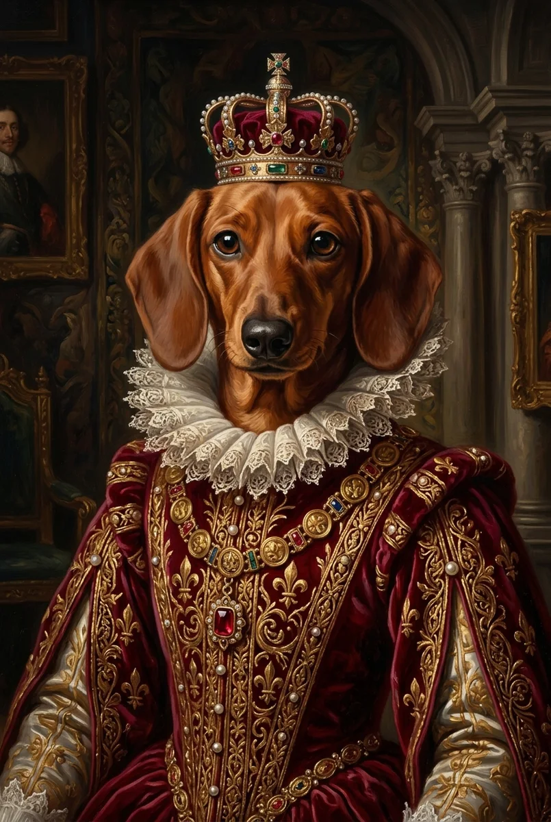 Custom Dachshund Portrait - Royal Style (Digital File)
