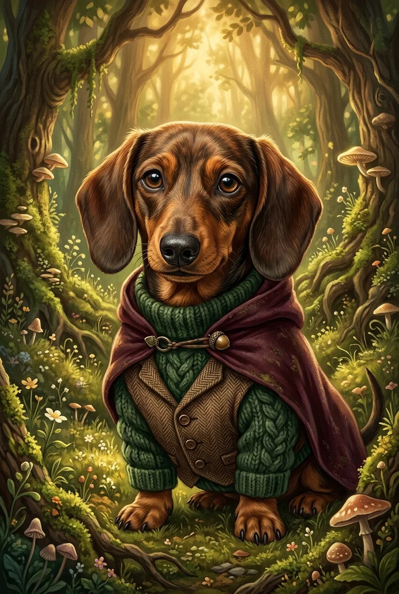 Custom Dachshund Portrait - Pet Wilderkind Style (Digital File)