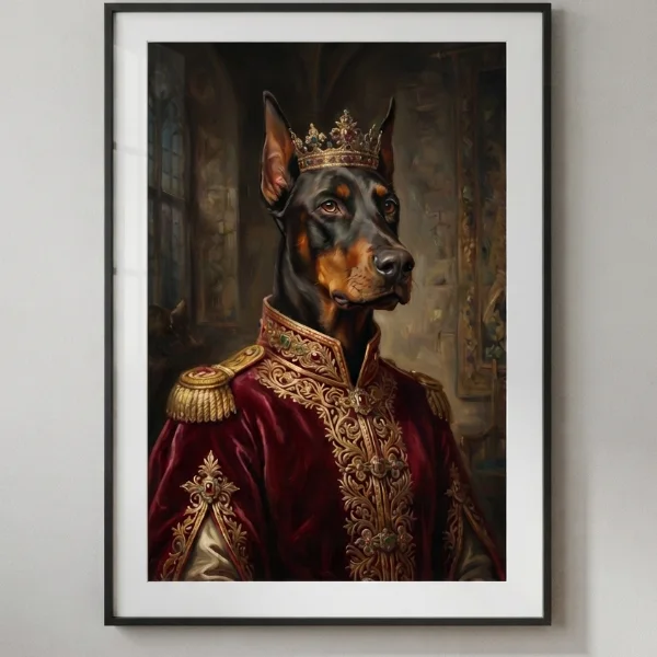 Custom Doberman Pinscher Portrait - Royal Style (Digital File)
