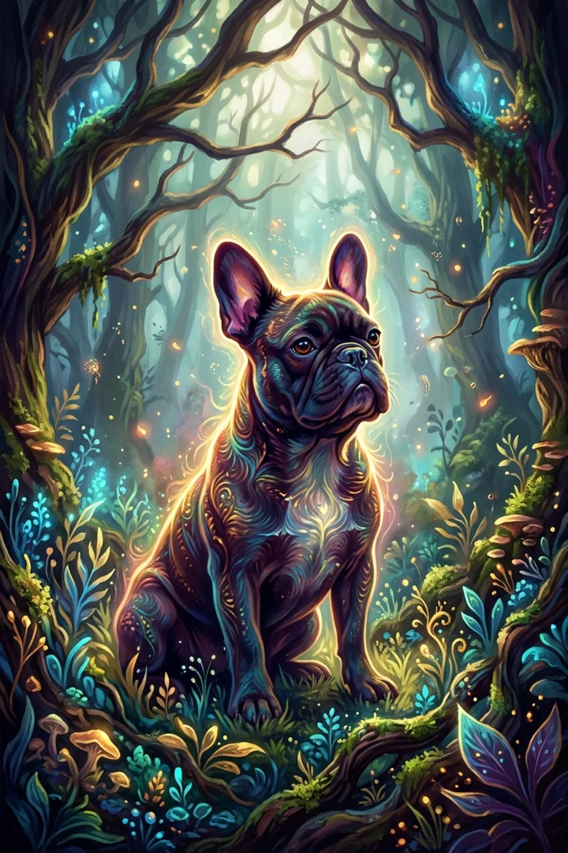 Custom French Bulldog Portrait - Pet Wilderkind Style (Digital File)
