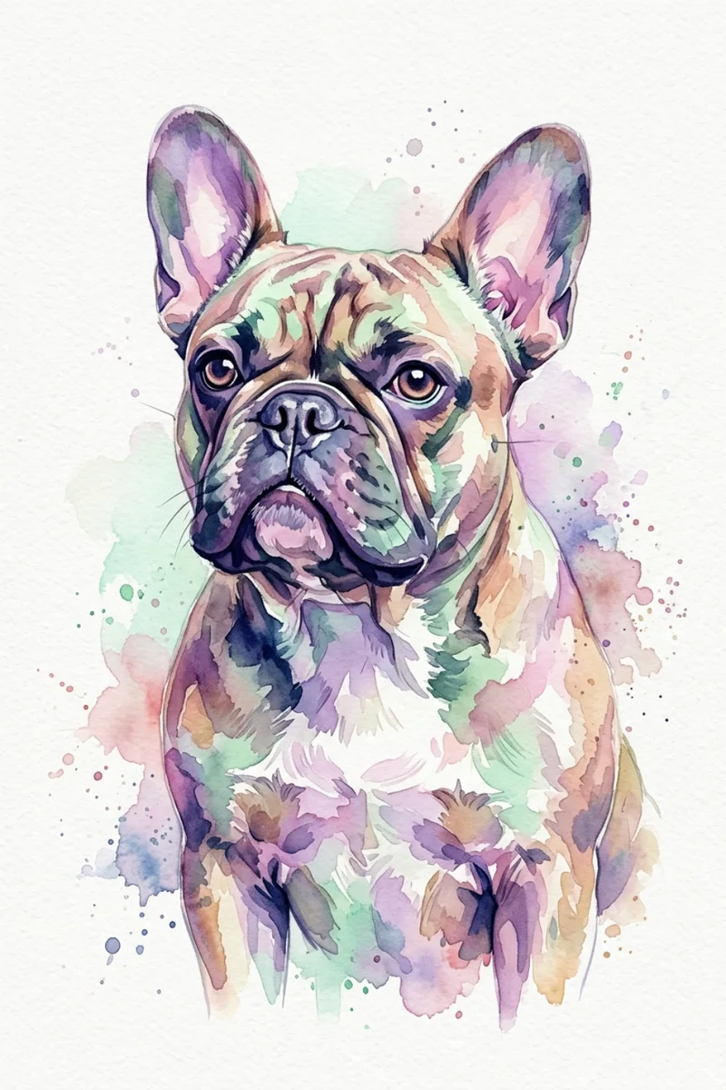 Custom French Bulldog Portrait - Watercolor Style (Digital File)