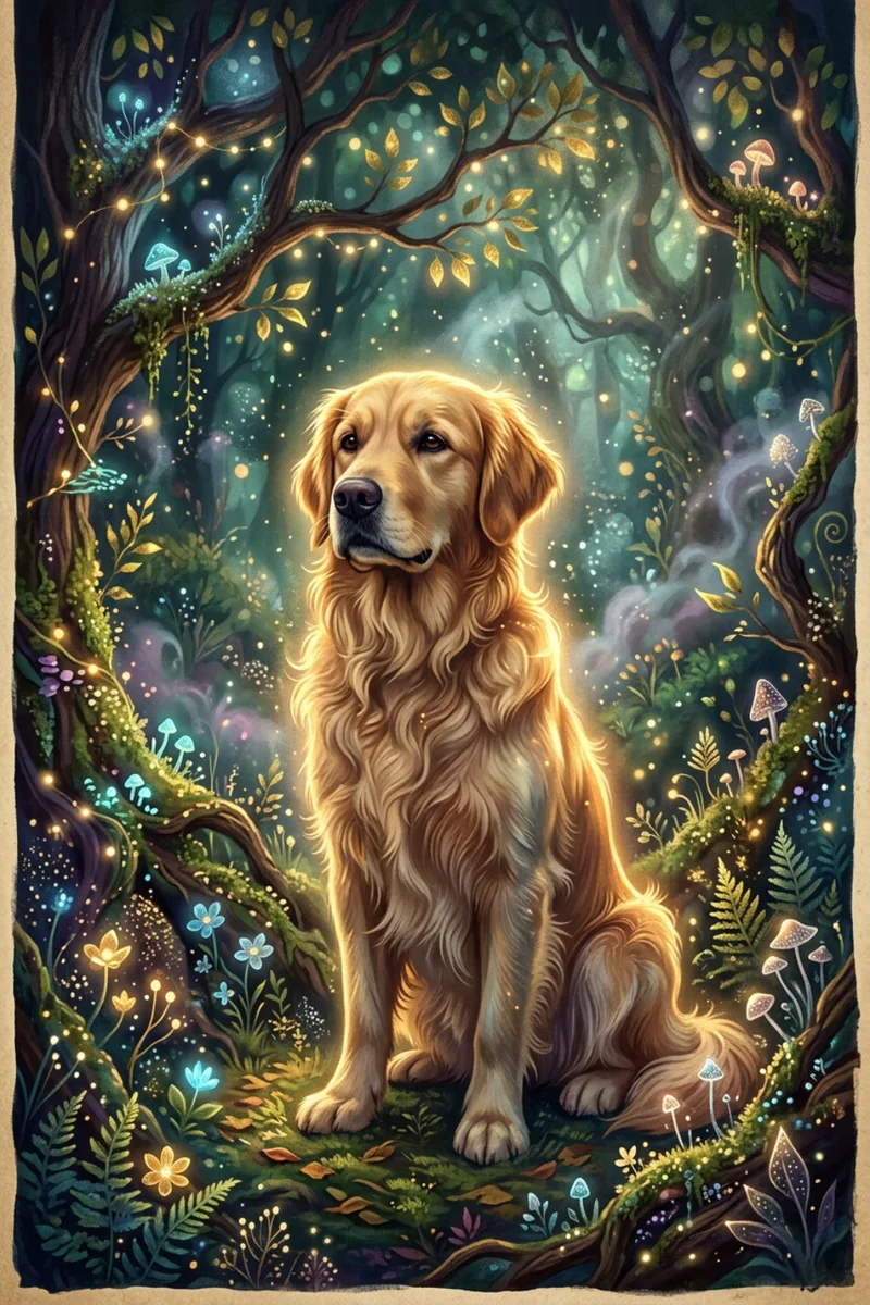 Custom Golden Retriever Portrait - Pet Wilderkind Style (Digital File)