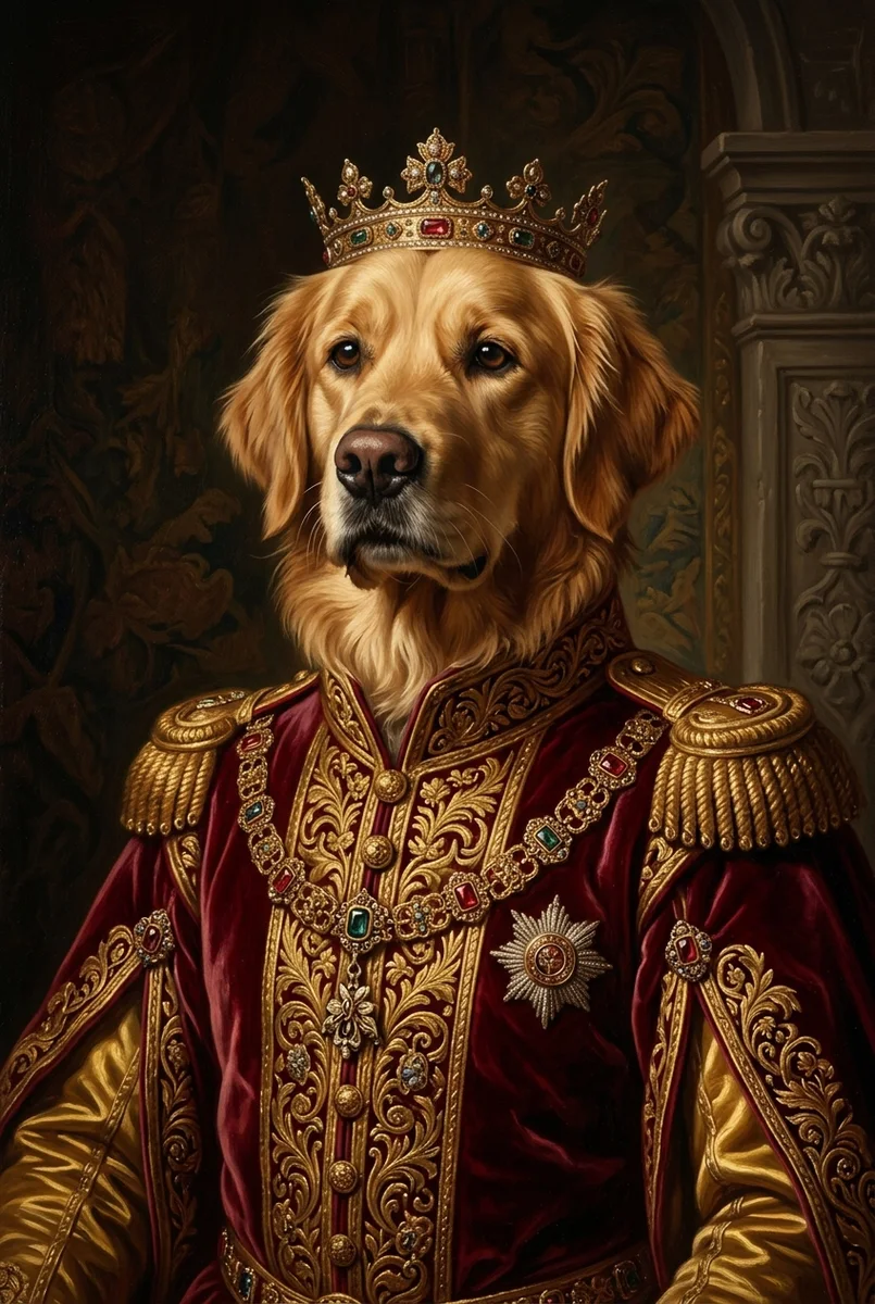 Custom Golden Retriever Portrait - Royal Style (Digital File)