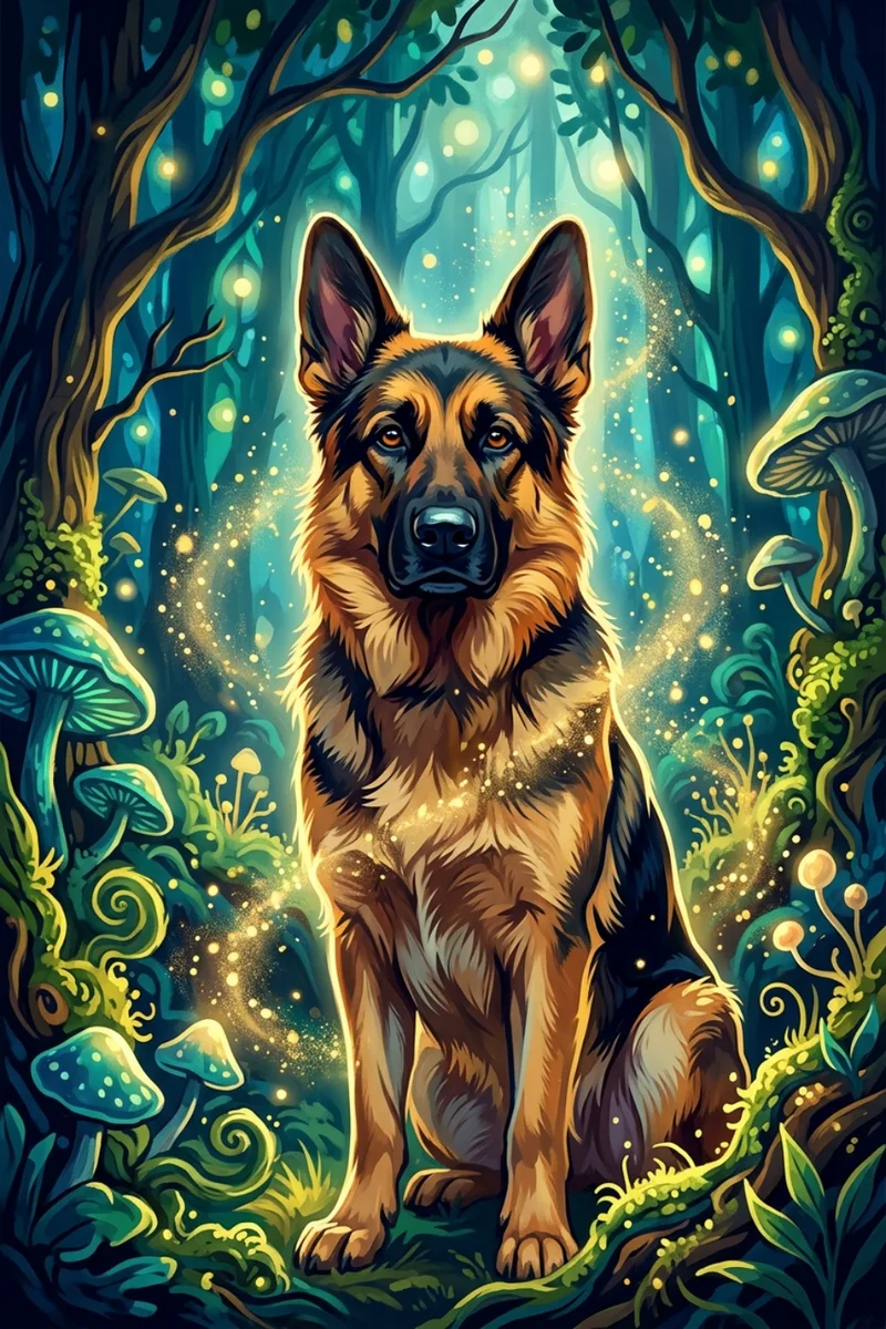 Custom German Shepherd Portrait - Pet Wilderkind Style (Digital File)