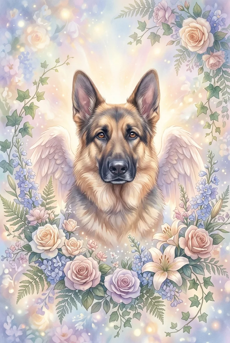 Custom German Shepherd Portrait - Memorial Style (Digital File)