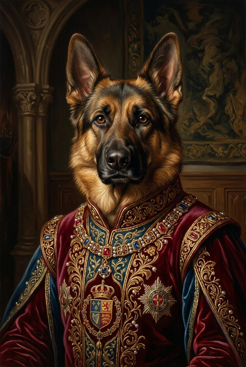 Custom German Shepherd Portrait - Royal Style (Digital File)
