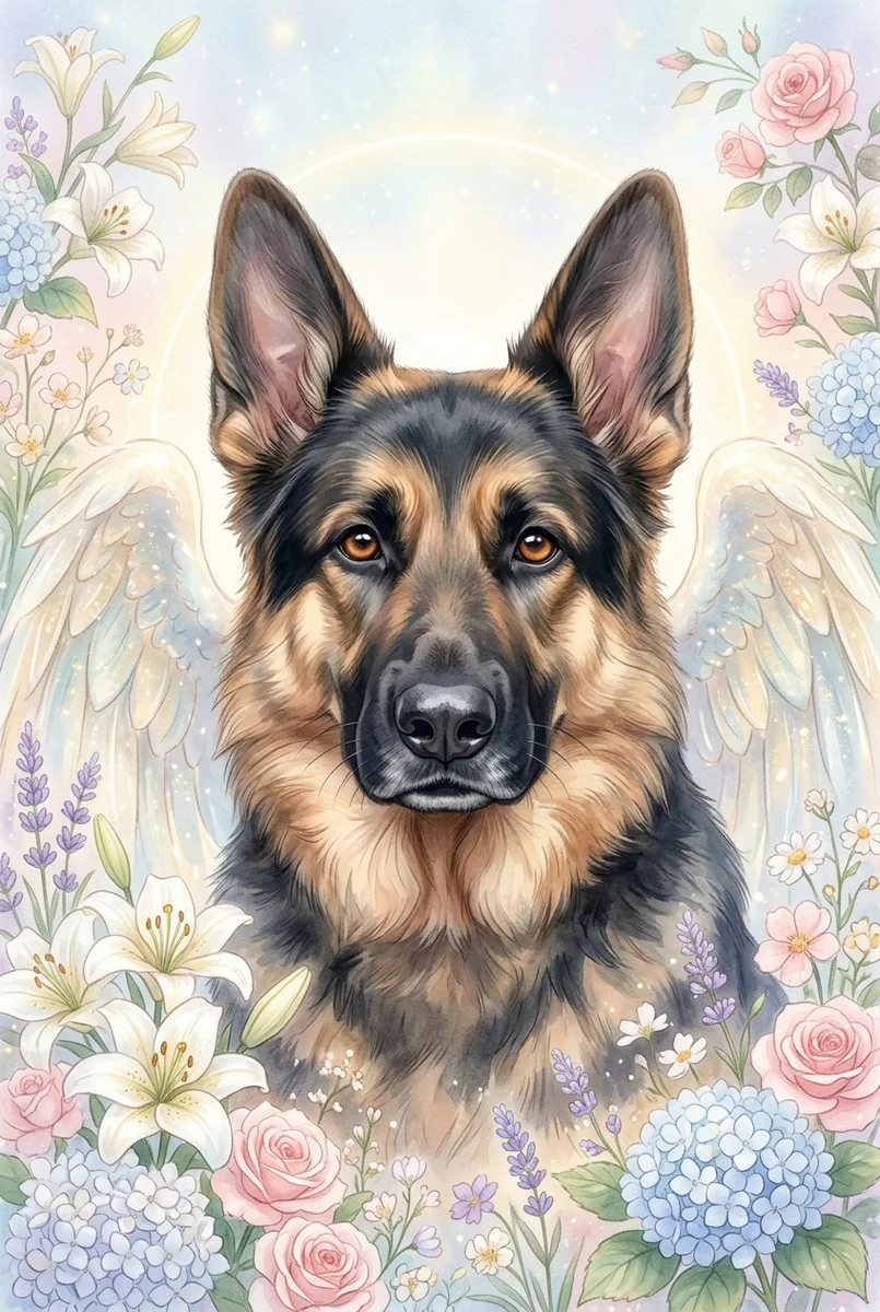 Custom German Shepherd Portrait - Memorial Style (Digital File)