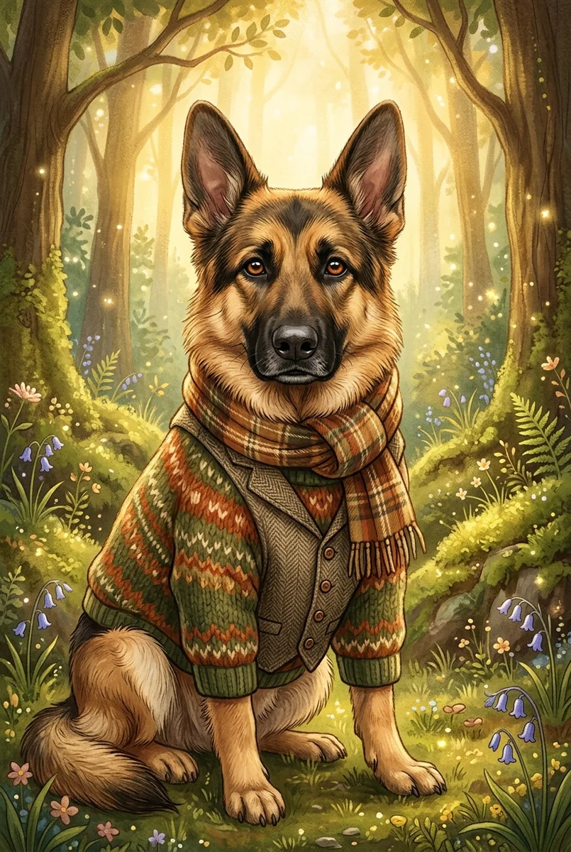 Custom German Shepherd Portrait - Pet Wilderkind Style (Digital File)