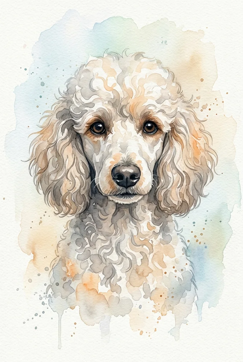 Custom Poodle Portrait - Watercolor Style (Digital File)