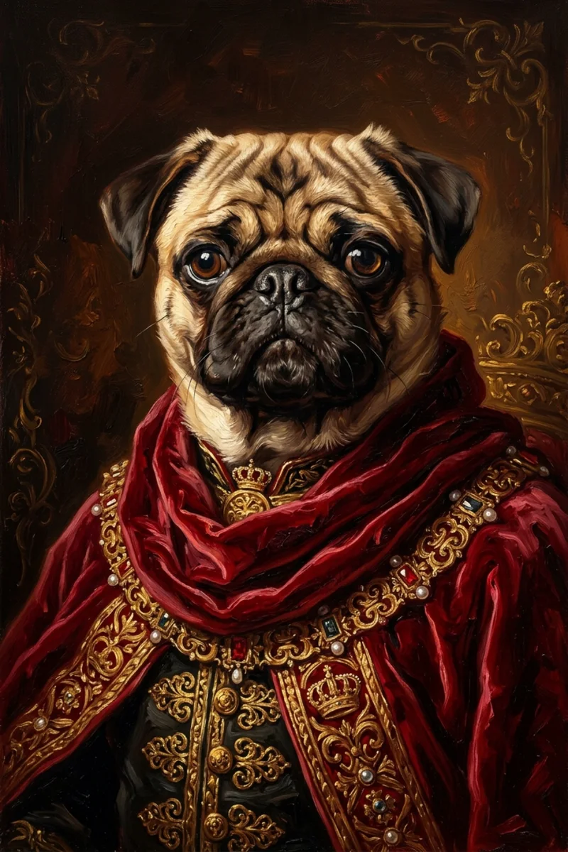 Custom Pug Portrait - Royal Style (Digital File)