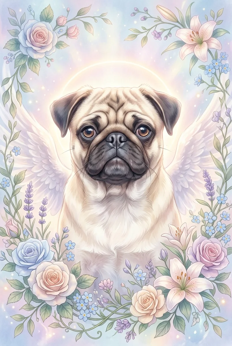 Custom Pug Portrait - Memorial Style (Digital File)