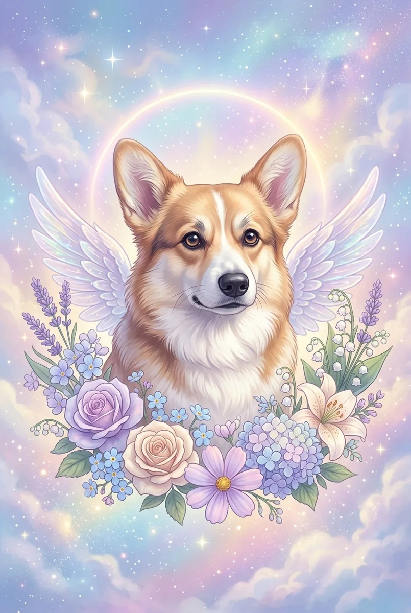 Custom Pembroke Welsh Corgi Portrait - Memorial Style (Digital File)