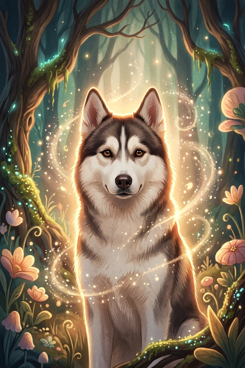 Custom Siberian Husky Portrait - Pet Wilderkind Style (Digital File)