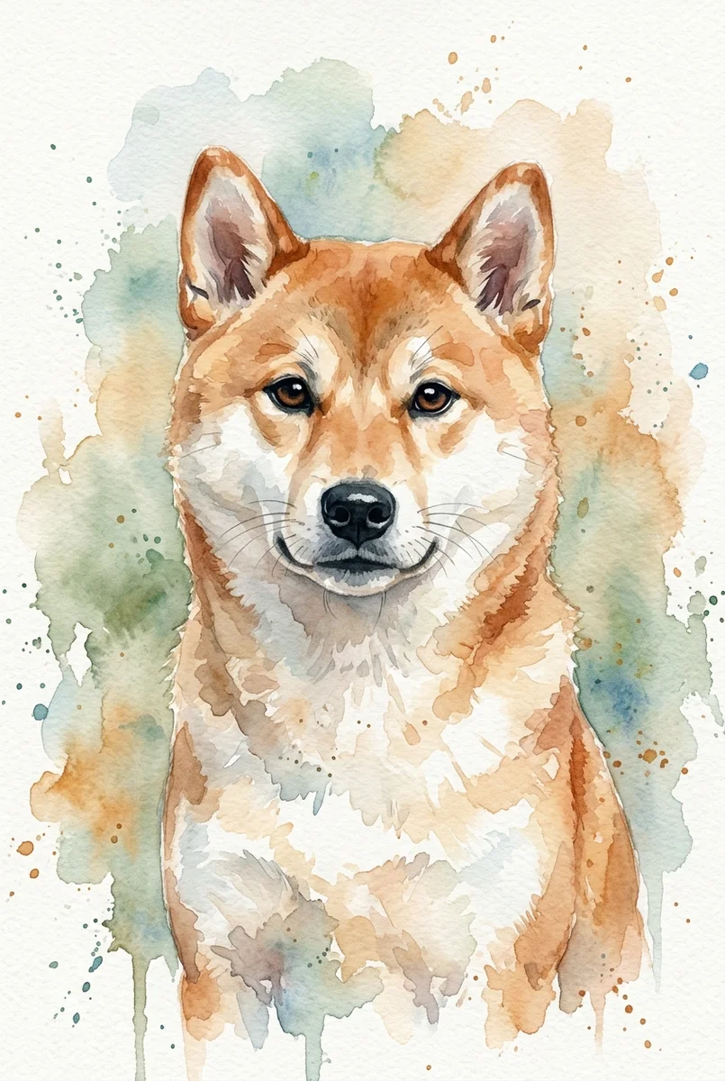 Custom Shiba Inu Portrait - Watercolor Style (Digital File)