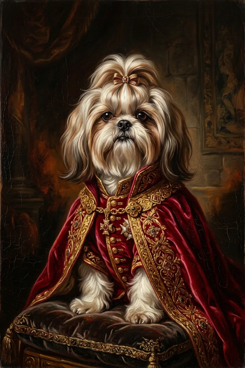 Custom Shih Tzu Portrait - Royal Style (Digital File)