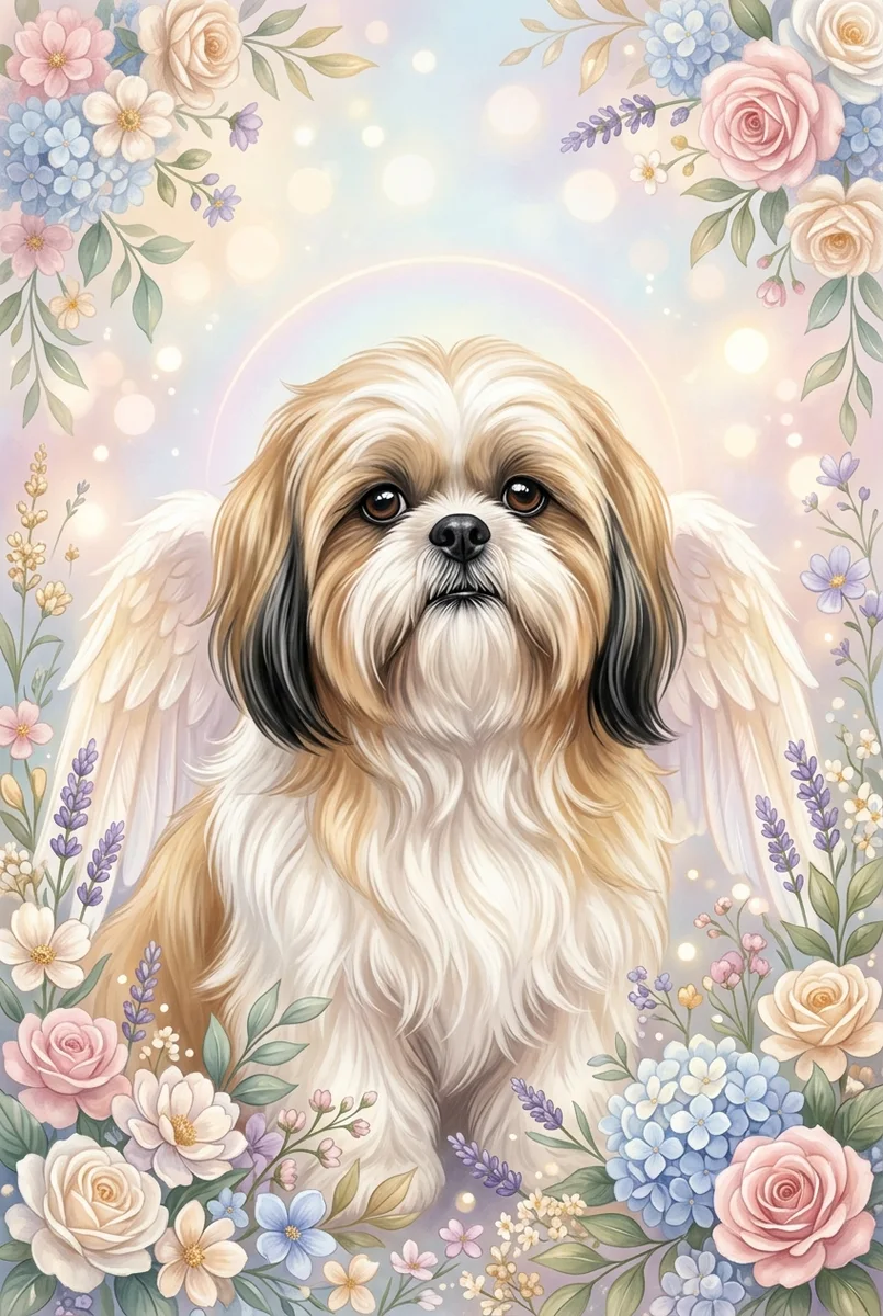 Custom Shih Tzu Portrait - Memorial Style (Digital File)