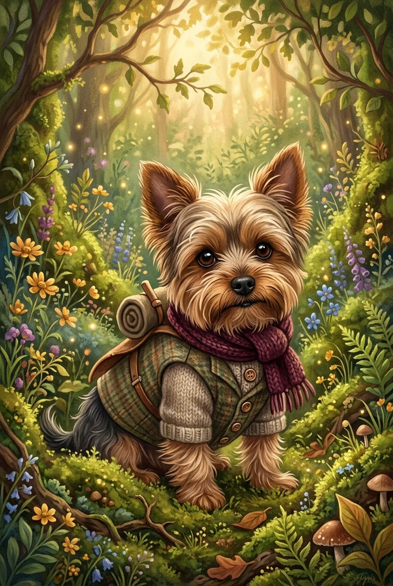Custom Yorkshire Terrier Portrait - Pet Wilderkind Style (Digital File)