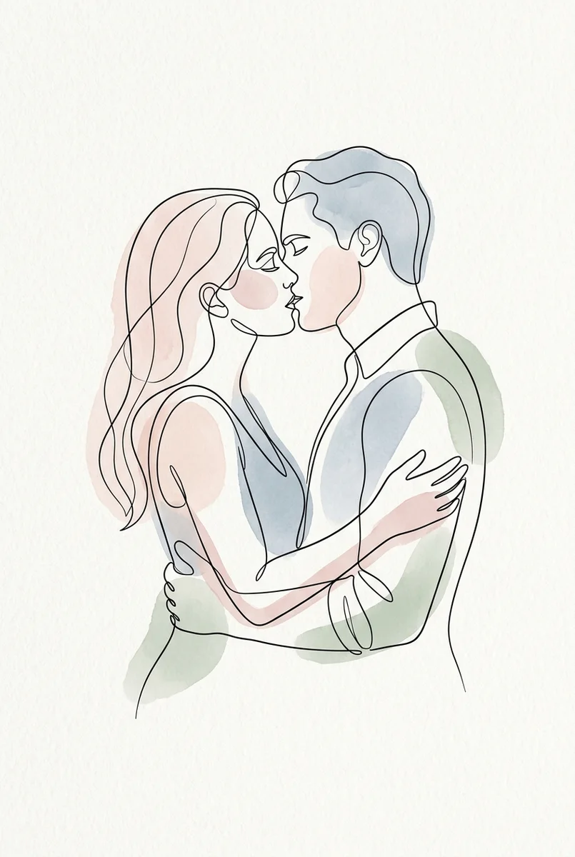 Continuous Line Hug Minimalist Line Art Print (300 DPI)