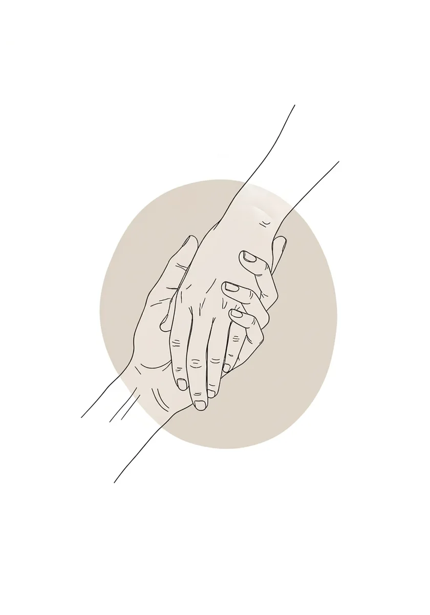 Hands Holding Minimalist Line Art Print (300 DPI)