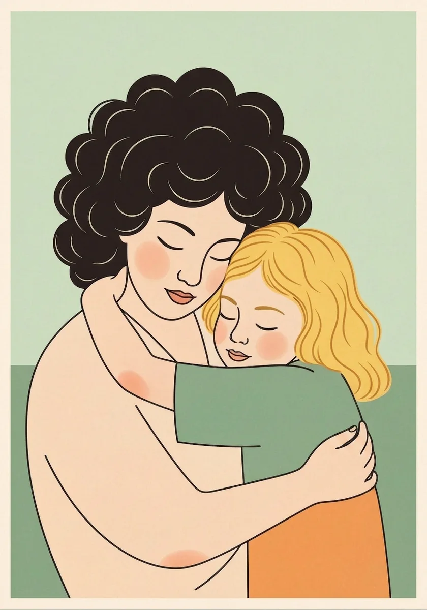 Mother and Child Minimalist Line Art Print (300 DPI)