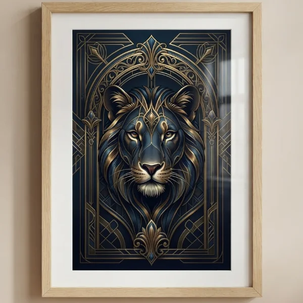 Midnight Brass Arch Wall Art - Neo Deco Style (300 DPI)