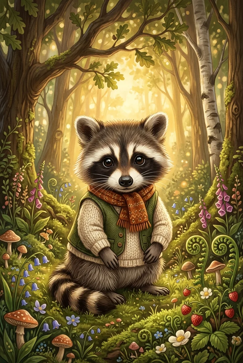 Pet Wilderkind Baby Raccoon Nursery Print (300 DPI)