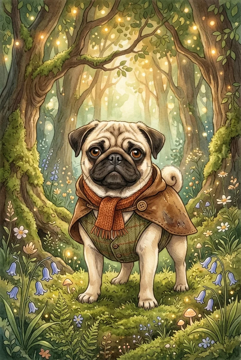 Pet Wilderkind Pug Nursery Print (300 DPI)