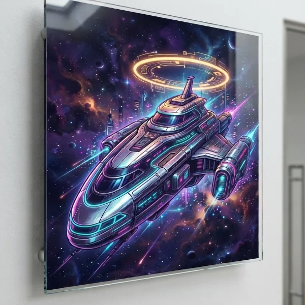 Cyberpunk Megacity Sci-Fi Frame TV Art (300 DPI)
