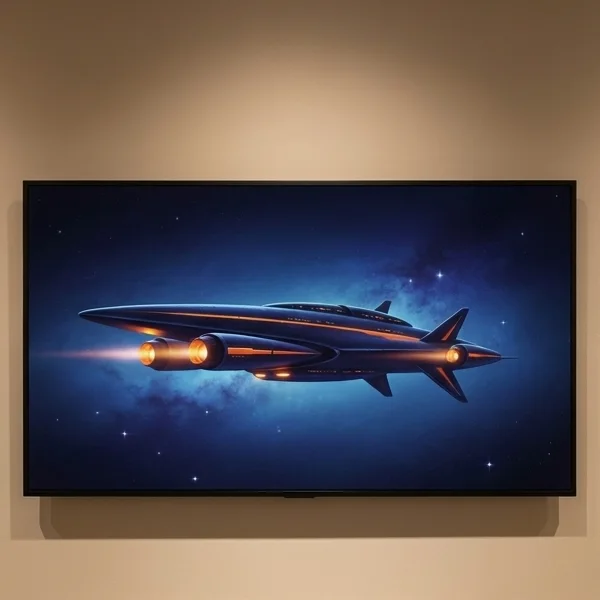 Deep Space Starship Sci-Fi Frame TV Art (300 DPI)