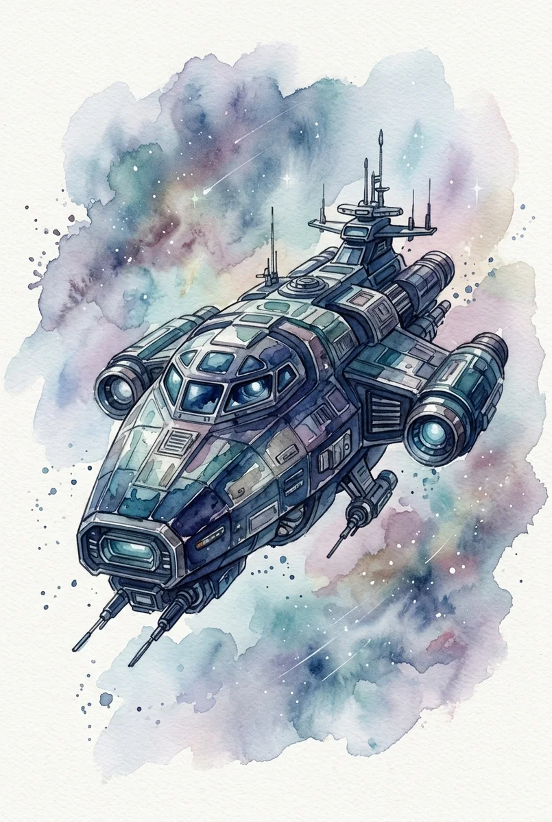 Deep Space Starship Sci-Fi Frame TV Art (300 DPI)