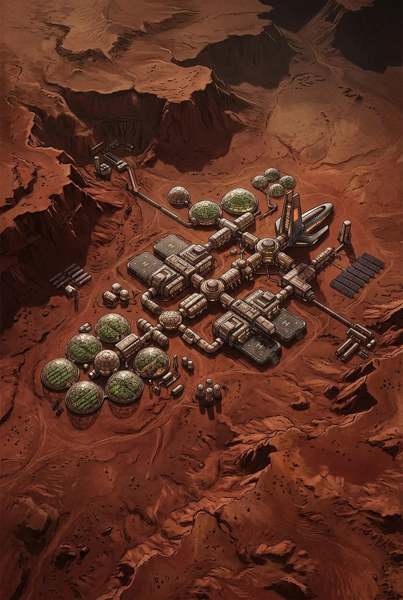 Mars Colony Outpost Sci-Fi Frame TV Art (300 DPI)