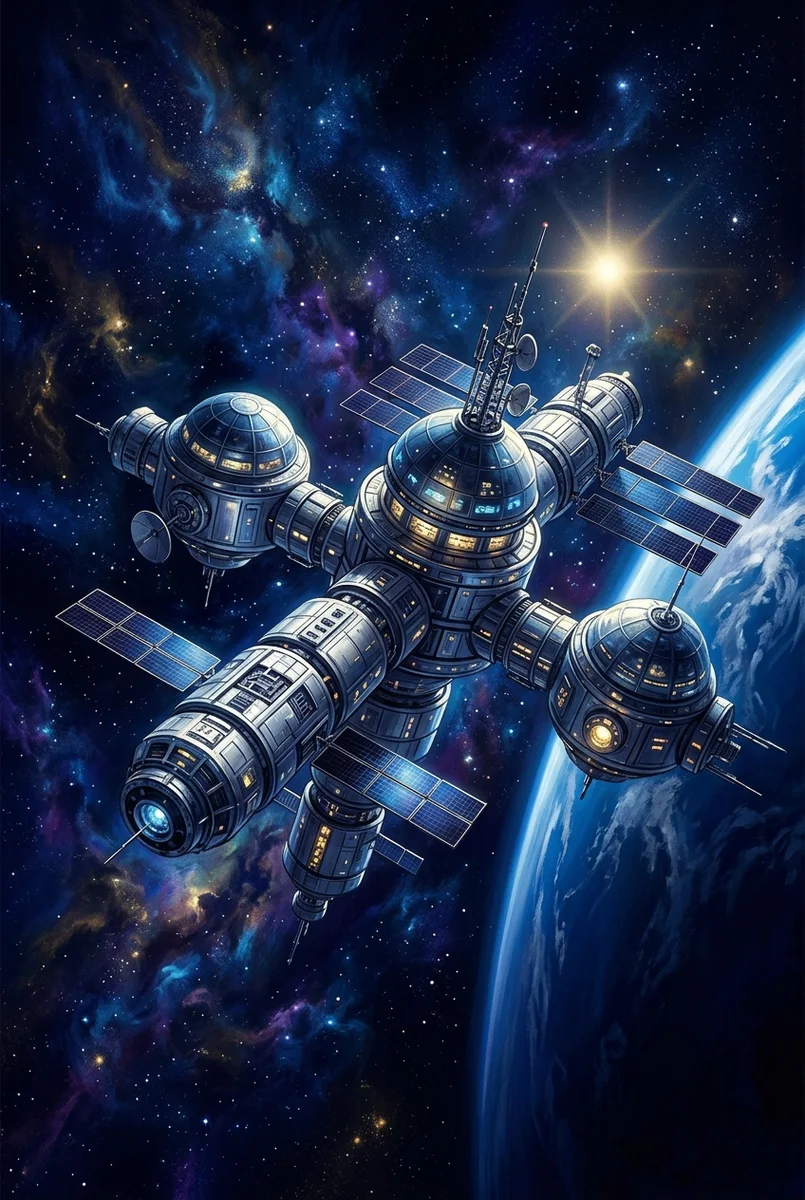 Orbital Space Station Sci-Fi Frame TV Art (300 DPI)